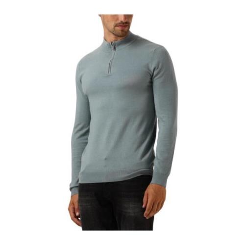 Blauwe Halfzip Gebreide Trui voor Mannen Pure Path , Blue , Heren