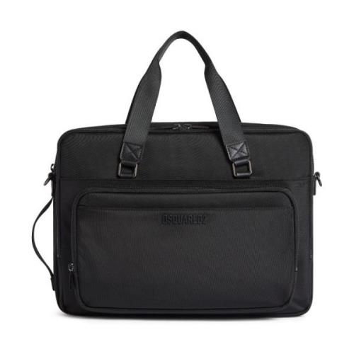 Zwarte Nylon Tas met In reliëf Gedrukte Letters Dsquared2 , Black , He...