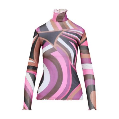 Fuxia Marrone Longsleeve T-Shirt Emilio Pucci , Multicolor , Dames