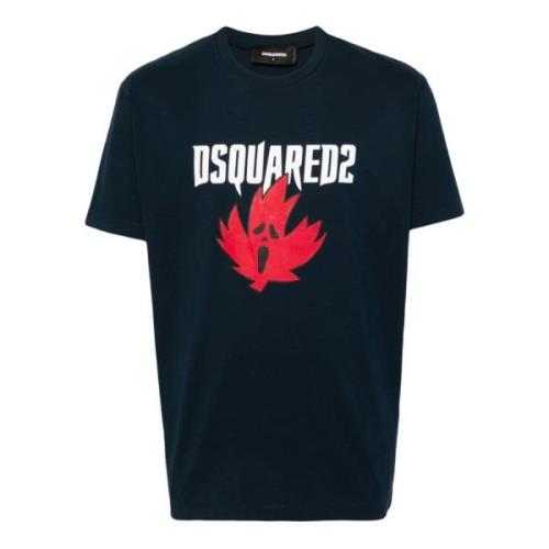 Blauw Print T-shirt en Polo Dsquared2 , Blue , Heren