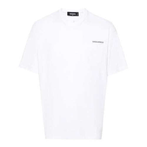 Wit T-shirt met logoprint Dsquared2 , White , Heren