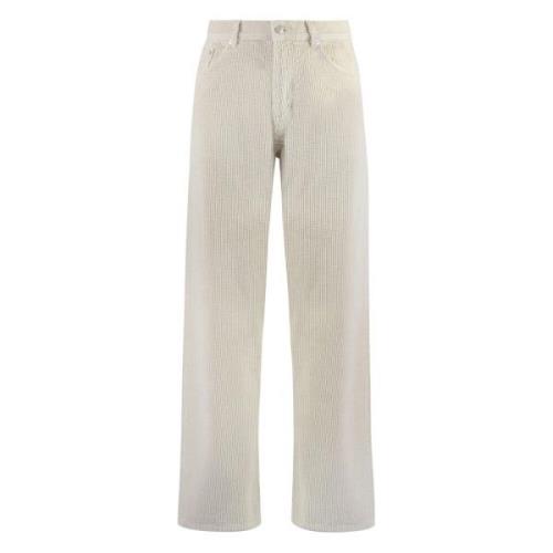 Corduroy Loose Fit Broek Metalen Knopen Gant , Beige , Heren