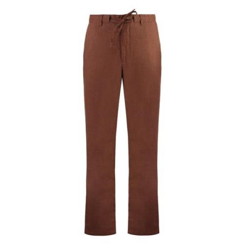 Linnen broek met trekkoord Gant , Brown , Heren