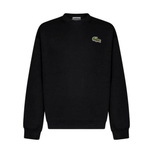 Zwarte Sweater Loose Fit Badge Lacoste , Black , Heren