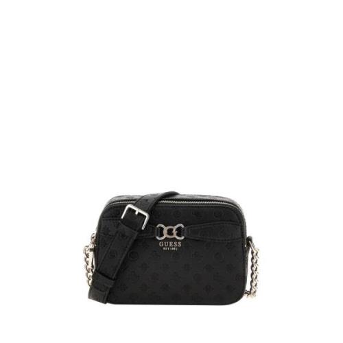 Elegante Zwarte Schoudertas met Gouden Details Guess , Black , Dames