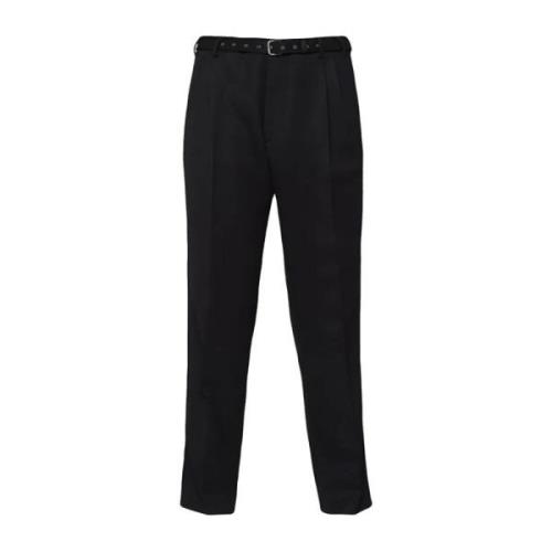 Wollen op maat gemaakte broek met riem Prada , Black , Heren