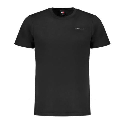 Kortemouw Logo Print Katoenen T-Shirt Tommy Hilfiger , Black , Heren