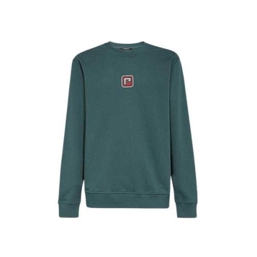 Merino Wol Ronde Hals Trui Balmain , Green , Heren