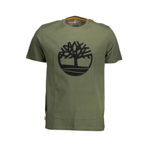 Groen Bio-Katoenen T-shirt met Handtekeninglogo Timberland , Green , H...