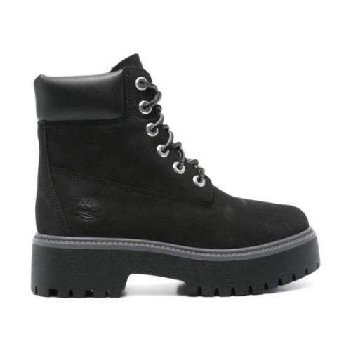 Zwarte Suède Enkellaarsjes met Veters Timberland , Black , Dames