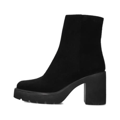 Zwarte Suède Enkelboots Khan Unisa , Black , Dames