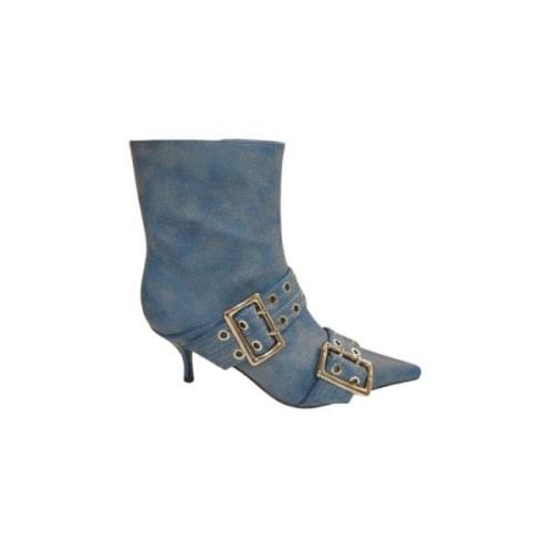 Blauwe Motorstijl Enkellaarzen Jeffrey Campbell , Blue , Dames