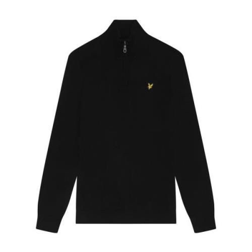 Quarter Zip Merino Katoen Trui Lyle & Scott , Black , Heren