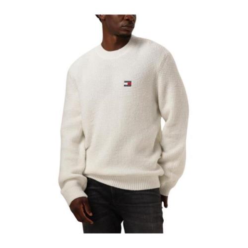 Heren Wafel Trui Casual Stijl Tommy Jeans , White , Heren