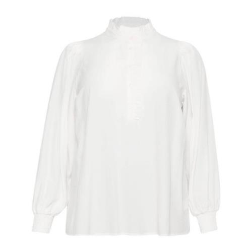 Blouse met pofmouwen en ruchedetails Kaffe Curve , White , Dames