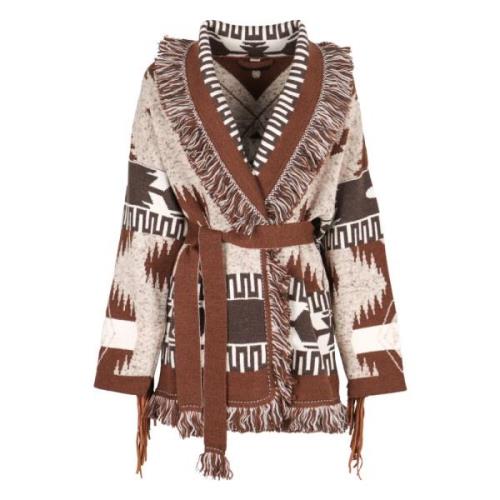 Icon Jacquard Vest met Shawl Kraag Alanui , Multicolor , Dames