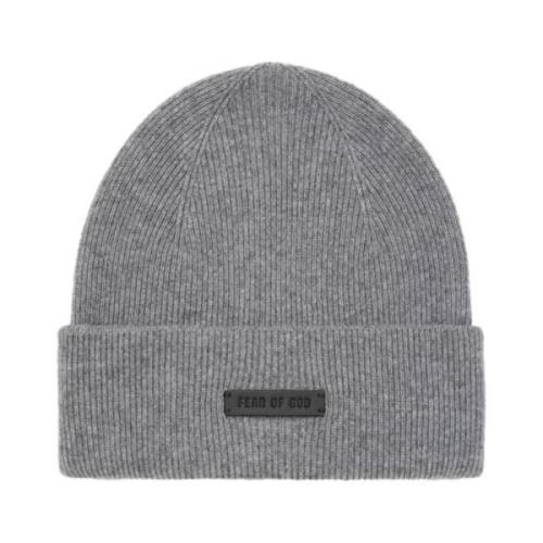 Kasjmier Beanie Flanel Gebreid Logopatch Fear Of God , Gray , Heren