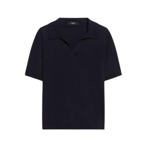 Zijden en katoenen korte mouwen top Max Mara Weekend , Blue , Dames