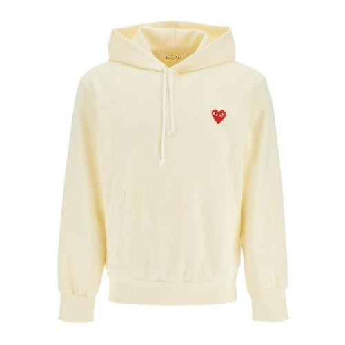 Rode Hart Logo Hoodie Comme des Garçons Play , Beige , Heren