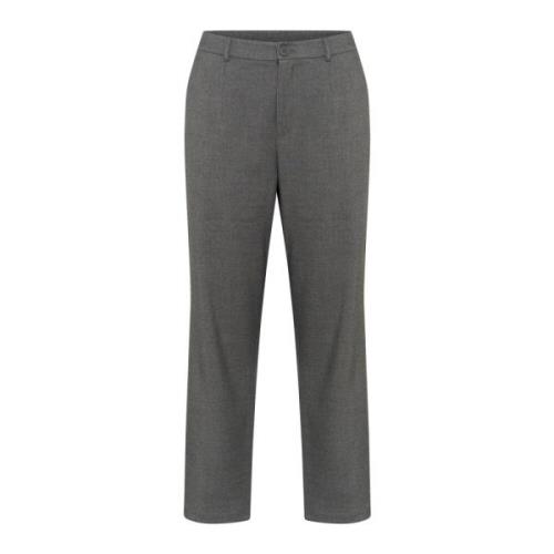 Donkergrijze Melange Straight Broek Kaffe Curve , Gray , Dames