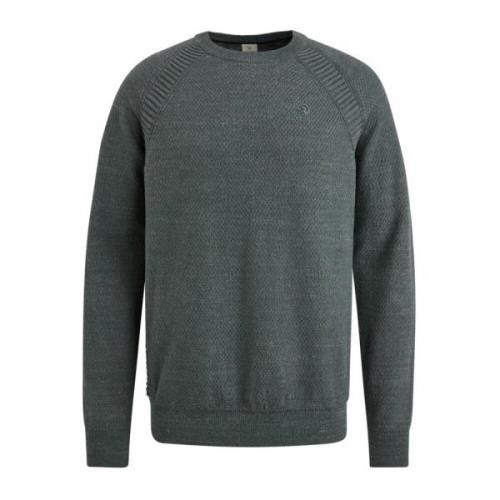 Heather Plated Crewneck Katoen Blend Sweater Cast Iron , Green , Heren