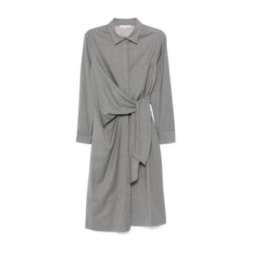 Grijze Melange Jurk met Knoopsluiting Antonelli Firenze , Gray , Dames