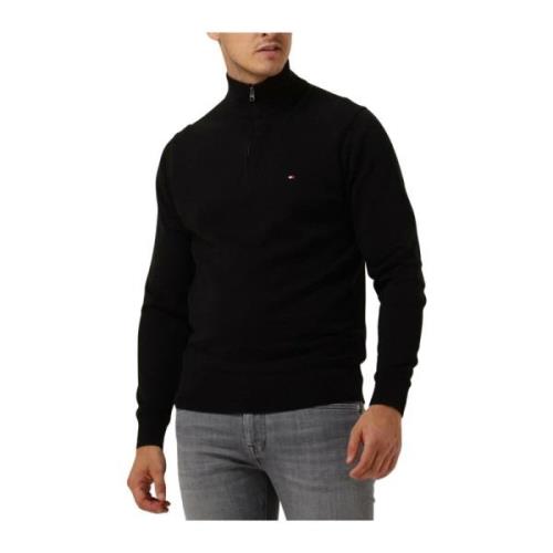 Cashmere Zip Mock Sweater Tommy Hilfiger , Black , Heren