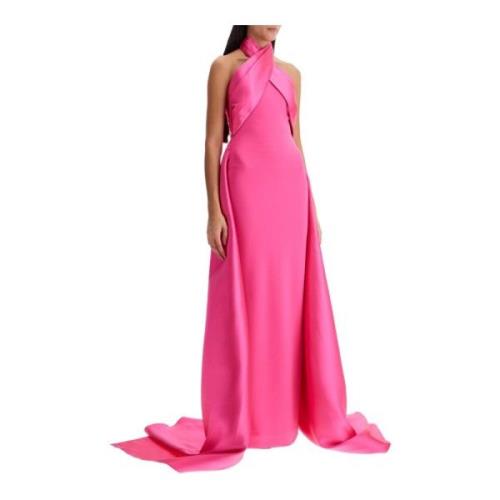 Elegante Gedrapeerde Mikado Columnjurk Solace London , Pink , Dames