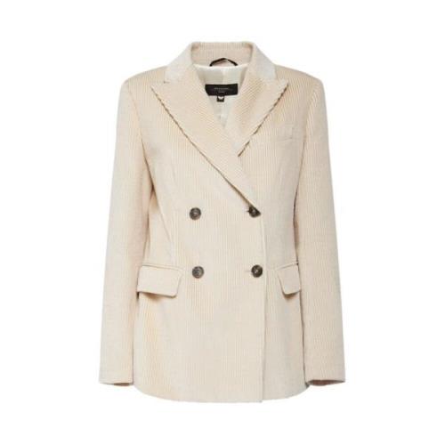 Fluweel Peak Revers Blazer Max Mara Weekend , Beige , Dames