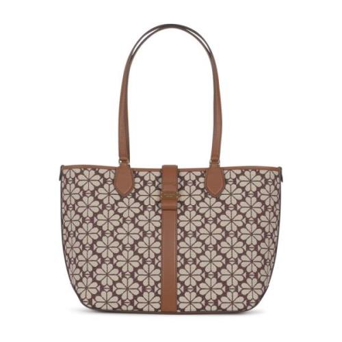 Bloemen Jacquard Medium Open Tote Tas Kate Spade , Brown , Dames