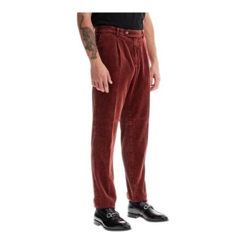 Capo Style Corduroy Leisure Fit Broek Brunello Cucinelli , Red , Heren