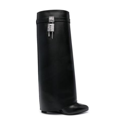 Zwarte Leren Kniehoge Laarzen Givenchy , Black , Dames