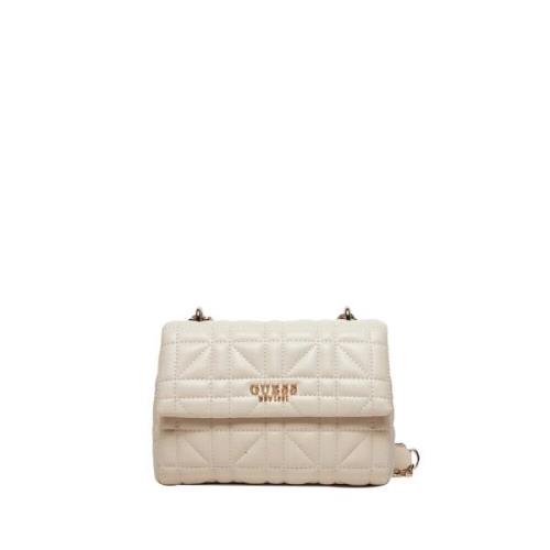 Elegante Beige Schoudertas met Gouden Details Guess , Beige , Dames