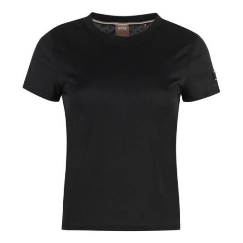 Techno Fabric T-shirt met Logo Patch Hugo Boss , Black , Dames