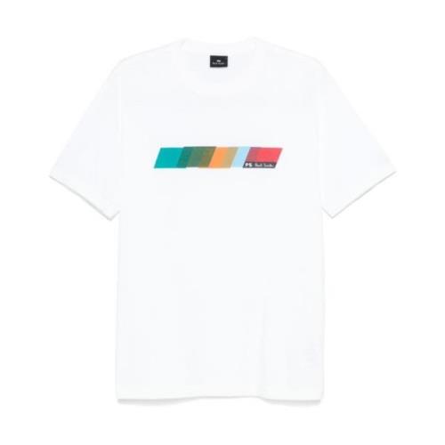 Witte Jersey Crew Neck Logo T-shirts Paul Smith , White , Heren