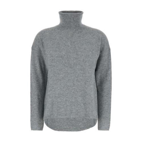 Grijze Hoge Hals Trui Kasjmier Geribbeld Allude , Gray , Dames