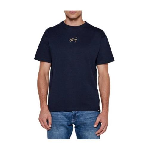 Geborduurd logo t-shirt - Handtekening Blauw Tommy Jeans , Blue , Here...