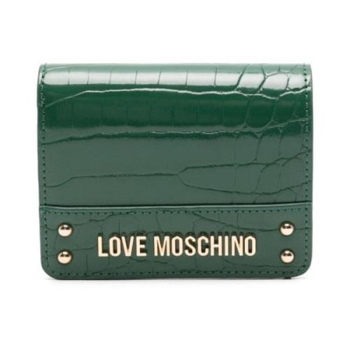 Groene Krokodil Effect Portemonnee Love Moschino , Green , Dames