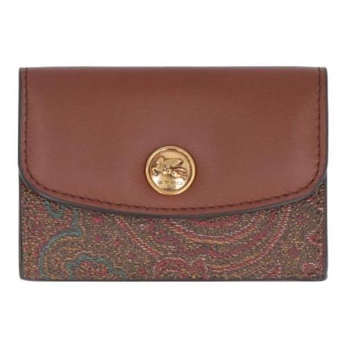 Paisley Jacquard Portemonnee met Leren Details Etro , Brown , Dames