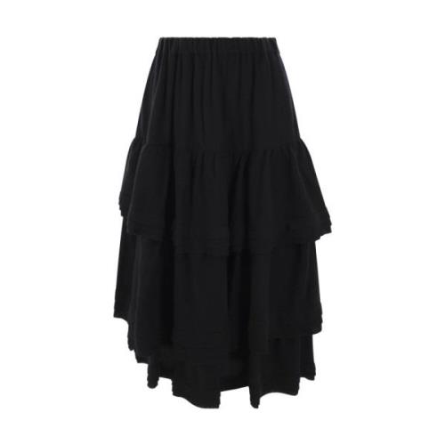 Zwarte wollen elastische taille rok Noir Kei Ninomiya , Black , Dames