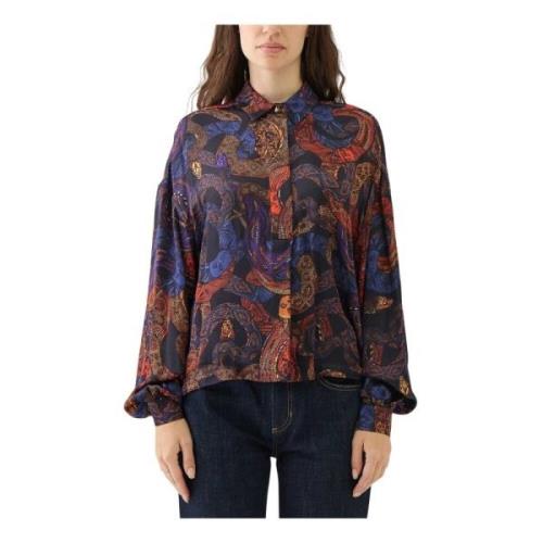 Slangenprint Viscose Shirt Just Cavalli , Multicolor , Dames