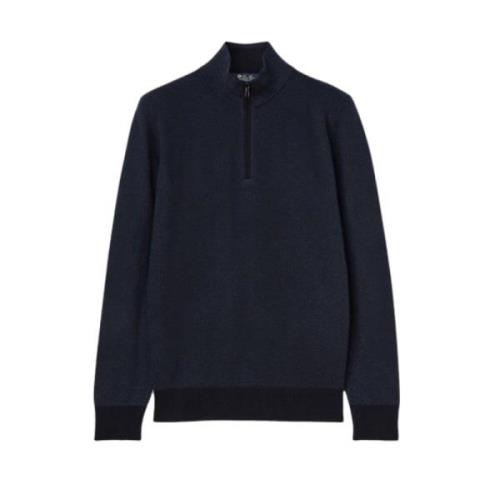 Blauwe Cashmere Trui met Rits Loro Piana , Blue , Heren