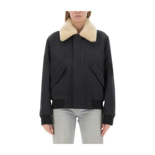 Wollen jas met shearling kraag Ami Paris , Gray , Unisex