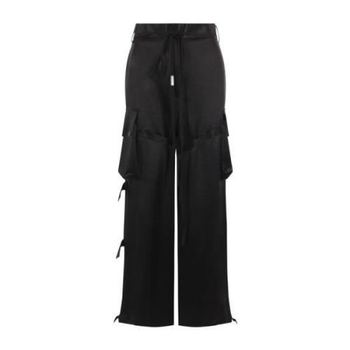 Zwarte Cargo Broek met Grosgrain Taille Ann Demeulemeester , Black , D...