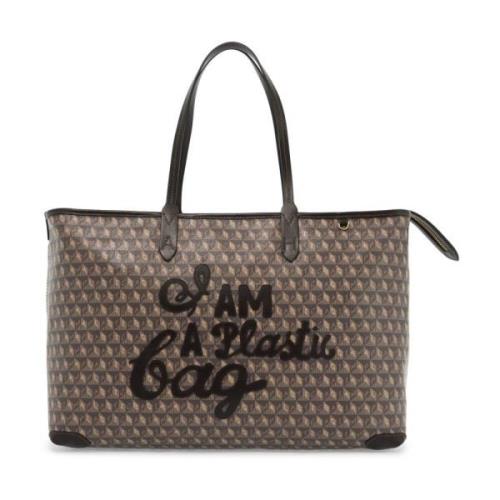 Tote Tas met Ritssluiting Motief Anya Hindmarch , Brown , Dames