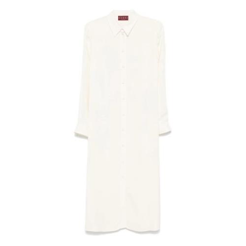 Witte Maxi Jurk met Riem Gucci , White , Dames