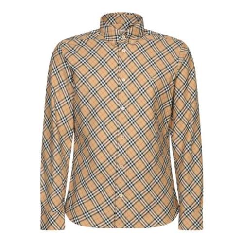 Beige Tartan Shirt Klassieke Stijl Burberry , Beige , Heren