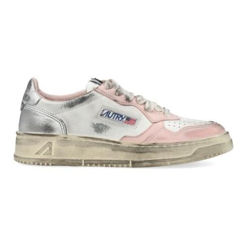 Witte Roze Medalist Lage Sneakers Autry , Multicolor , Dames