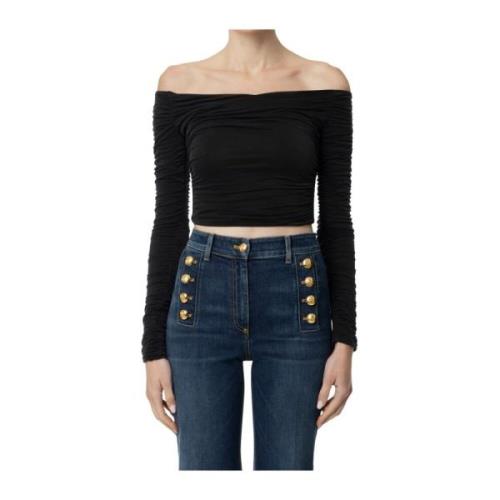 Zwarte Top voor Vrouwen Elisabetta Franchi , Black , Dames