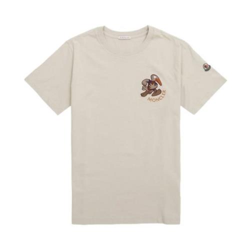 Geborduurd Patch T-shirt met Mon Duck Moncler , Beige , Heren